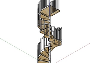 现代简约旋转木梯设计SU(草图大师)模型