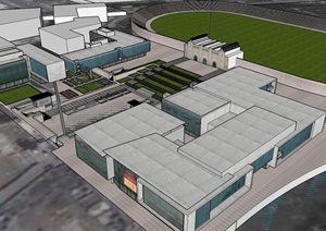 某工厂规划厂房厂区设计SketchUp模型