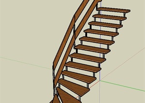 现代简约木质楼梯SU(草图大师)模型