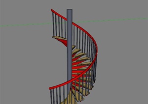 木制旋转楼梯SU(草图大师)模型素材