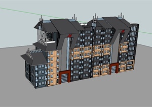 现代中式风格纪念校园建筑设计SU(草图大师)模型