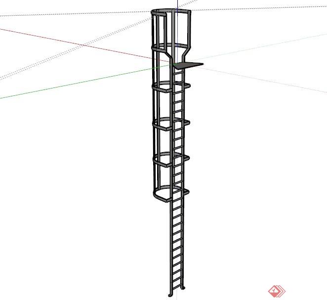 户外建筑简易铁楼梯SU模型(1)
