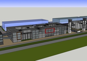 产业园区工厂规划建筑SketchUpSU(草图大师)模型