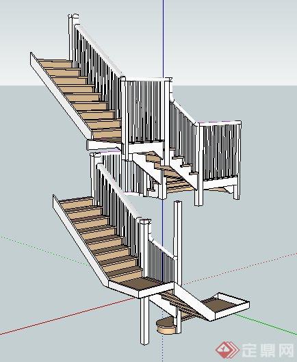 现代风格复式楼梯设计su模型(2)