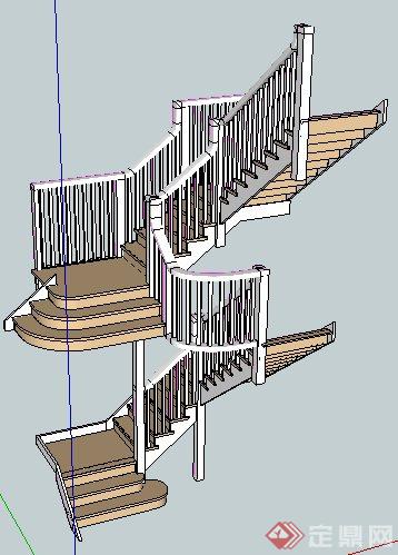 现代风格复式楼梯设计su模型(3)