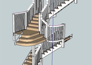 现代风格复式楼梯设计SU(草图大师)模型