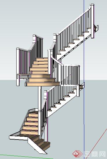 现代风格复式楼梯设计su模型(4)