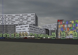 现代工厂规划建筑厂房厂区SketchUp模型