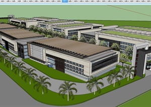 工厂规划厂房厂区建筑SketchUpSU(草图大师)模型