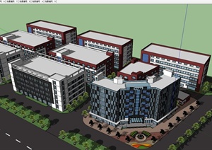 工厂规划建筑厂房厂区SketchUp模型