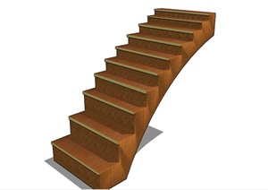 一字木楼梯设计SU(草图大师)模型素材