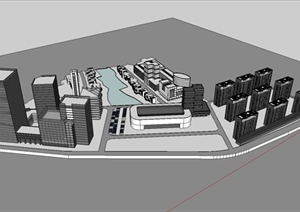 简约风格工厂规划厂房厂区场景SketchUp模型