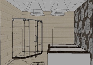 现代简约淋浴房室内设计SU(草图大师)模型