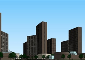 现代高层住宅建筑设计SU(草图大师)模型素材