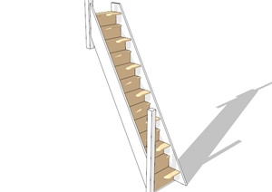 简约木楼梯设计SU(草图大师)模型