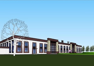 单层厂房厂区建筑设计SketchU模型