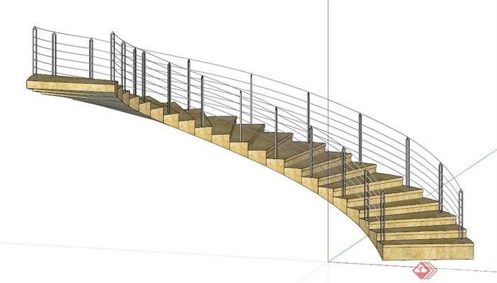 某石材旋转楼梯设计SU模型(1)