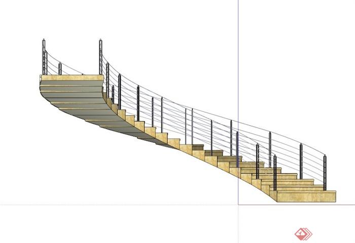 某石材旋转楼梯设计SU模型(3)