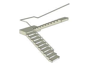 现代双向简约楼梯设计SU(草图大师)模型