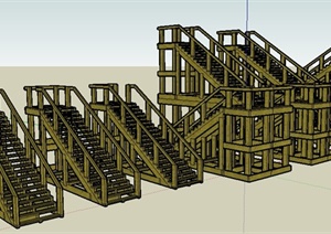 6款木质楼梯设计SU(草图大师)模型