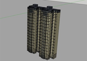 高层石材住宅建筑设计SU(草图大师)模型