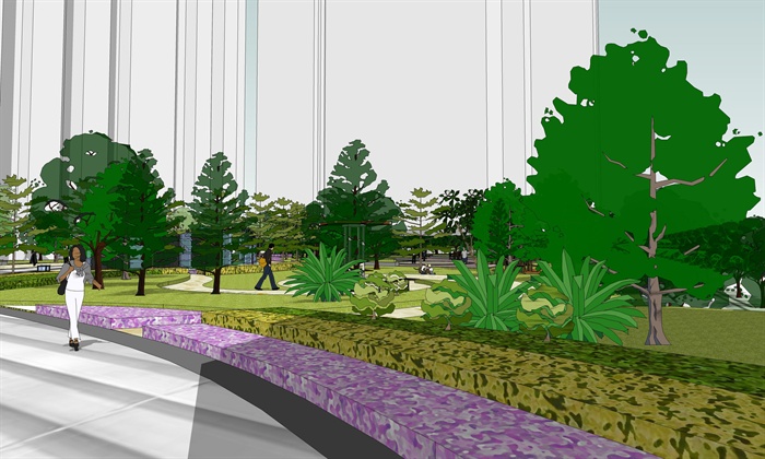 住宅小区花园景观Sketchup模型