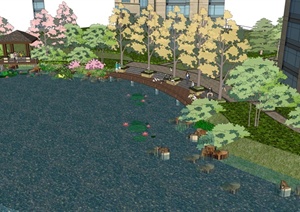 精品现代中式居住区景观设计SketchupSU(草图大师)模型