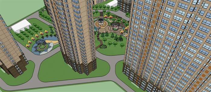 高层居住区建筑及景观设计Sketchup模型