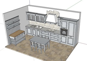 某现代风格厨房空间设计SU(草图大师)模型