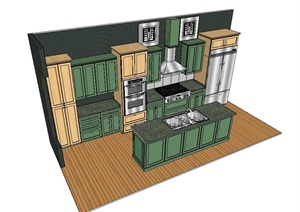 某现代风格住宅空间厨房设计SU(草图大师)模型