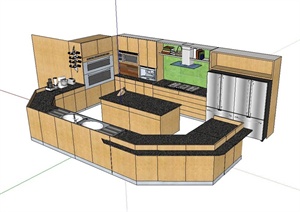 某现代风格厨房以及厨房设施设计SU(草图大师)模型