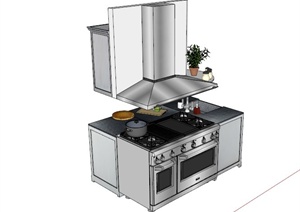 现代某常见厨房设施设计SU(草图大师)模型