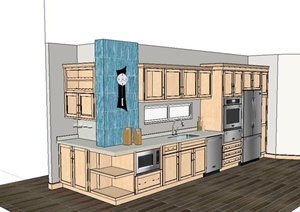 现代住宅空间厨房设计SU(草图大师)模型