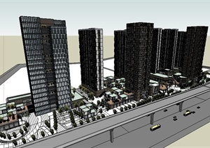 现代住宅与商业综合体建筑设计SU(草图大师)模型