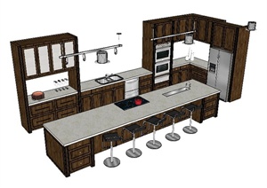 简约厨房整体橱柜设计SU(草图大师)模型