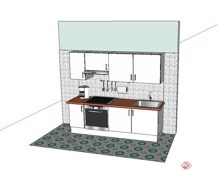 现代风格简单的厨房设施设计su模型(1)