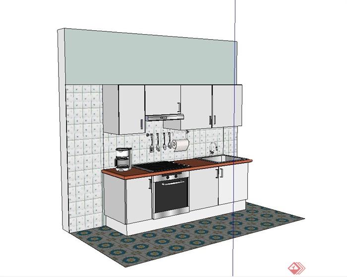 现代风格简单的厨房设施设计su模型(2)