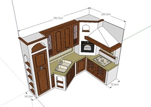 某欧式风格室内厨房设计SU(草图大师)模型