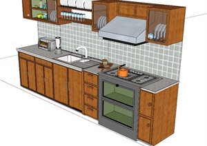 现代简约木材厨柜设计SU(草图大师)模型
