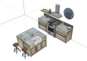 某现代风格精致厨房设计SU(草图大师)模型