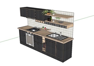 某 现代风格厨房橱柜设计SU(草图大师)模型