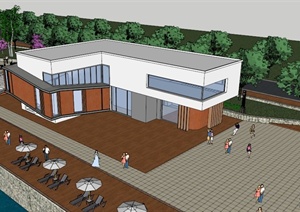 滨海咖啡厅建筑设计sketchup精致设计模型