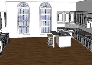 住宅厨房室内设计SU(草图大师)模型