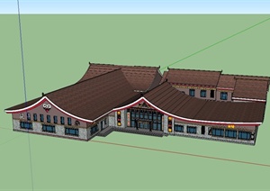 一个藏族草原游客接待酒店精细设计SU(草图大师)模型