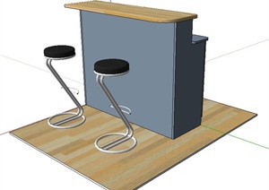 吧台及高脚凳设计SU(草图大师)模型