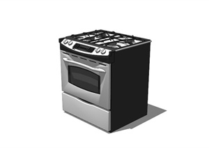 厨房电器煤气灶烤箱设计SU(草图大师)模型