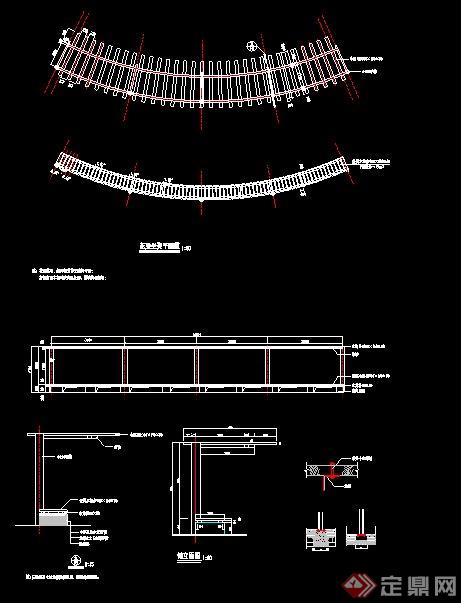 design cad drawings] 弧形花架长廊架设计cad图纸,包括立面图,平面图