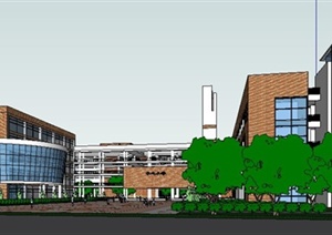 某中学学校教学楼建筑规划设计SU(草图大师)模型