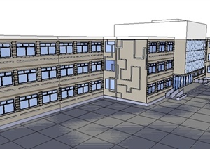 某校园多栋教学楼建筑设计SU(草图大师)模型