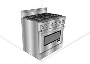 现代厨房电器烤箱燃气灶设计SU(草图大师)模型